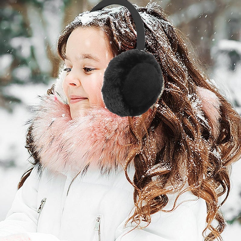 Aurya Kids Classic Ear Warmers/Earmuffs-Winter Faux Fur Warm Ear Muffs for Boys and Girls (Black) - Image 2